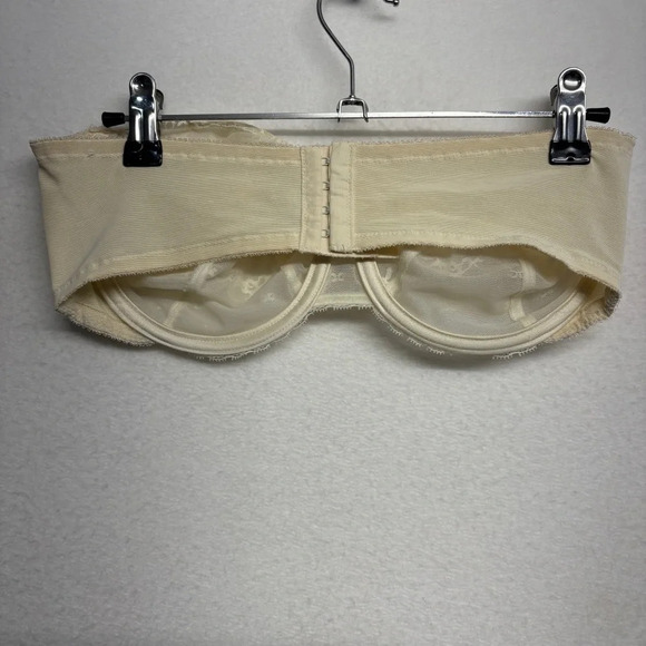 VTG Vanity Fair Strapless Underwire Lace Bra USA Made Ivory 36D 74-100 - Picture 3 of 6